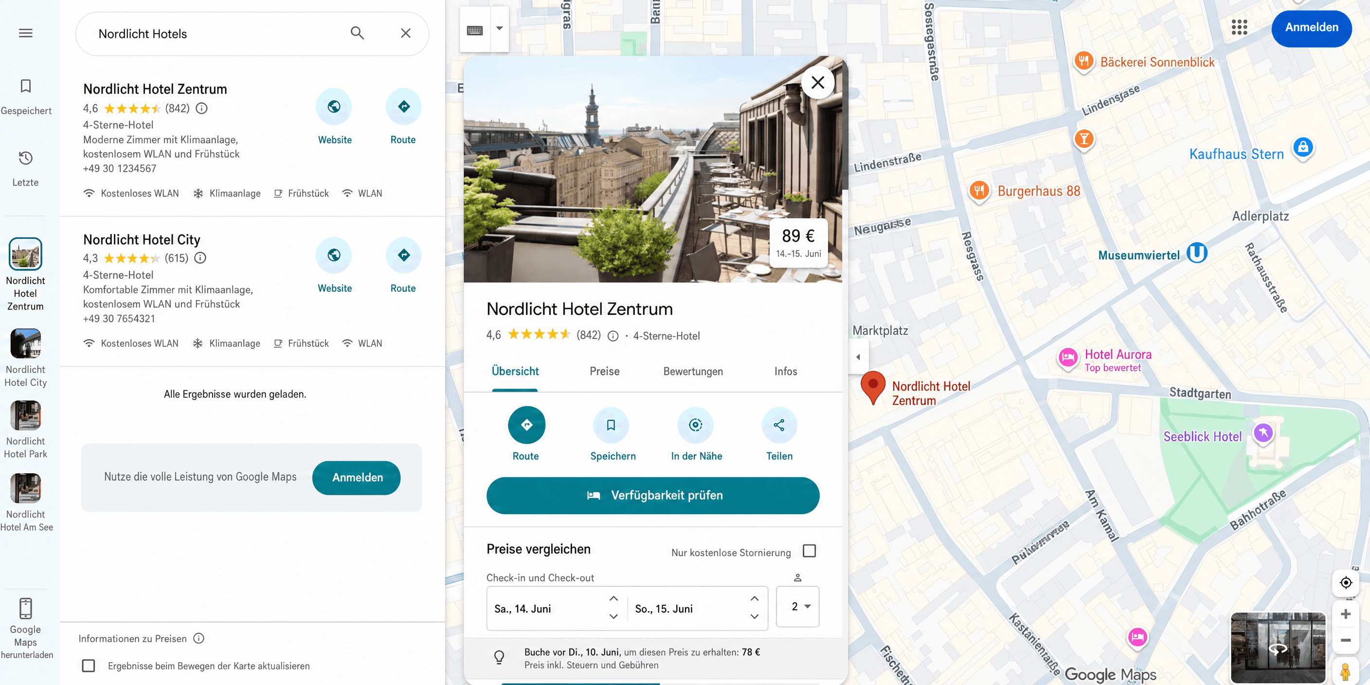 Example wizards in Google Maps