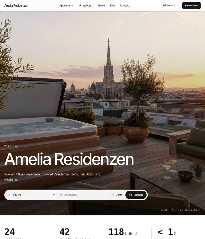 So wird Ihre Website aussehen — hier in der Version unserer Schauraum-Marke.